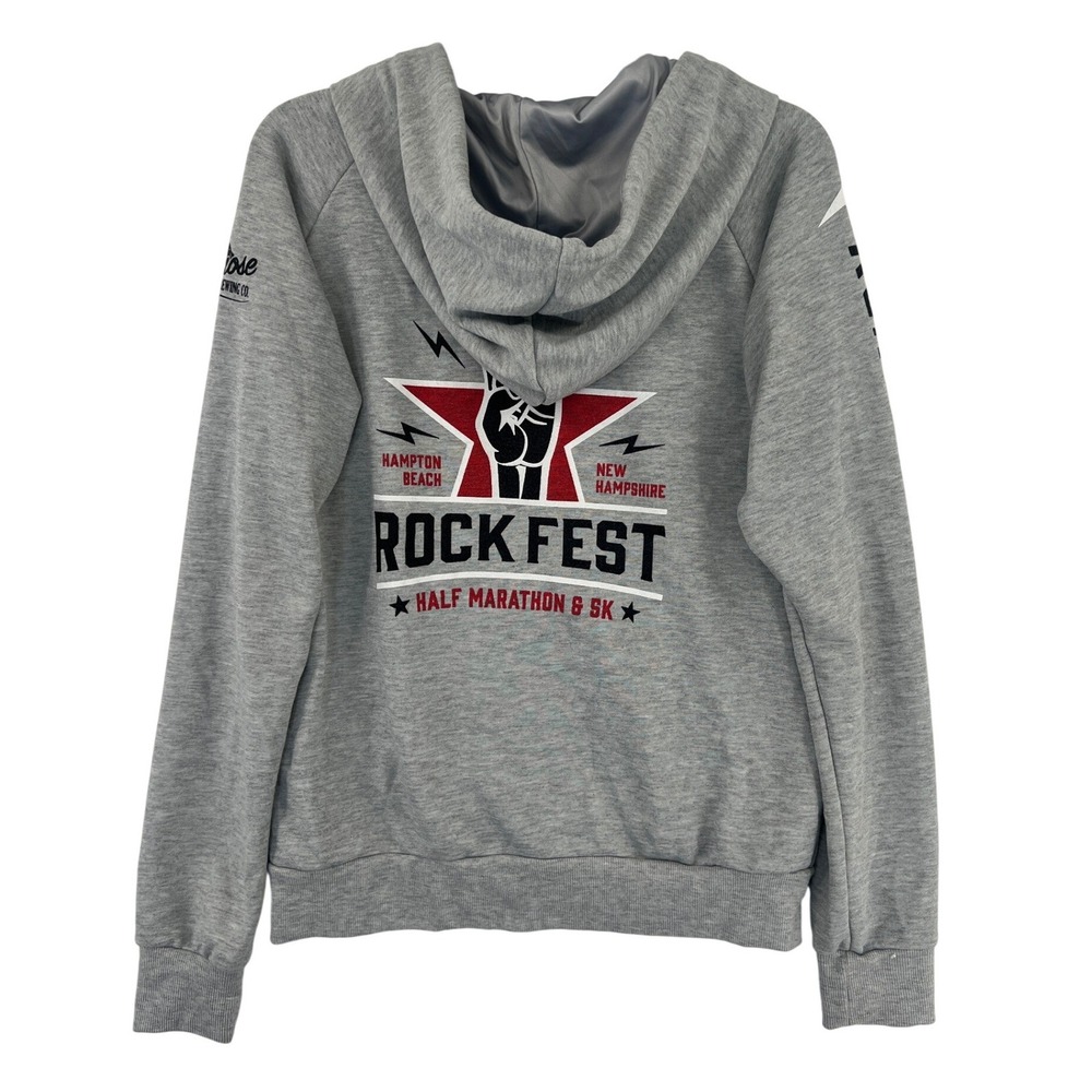 Ventures Endurance Rock Fest Hoodie Size L Grey Zip Up Half Marathon Smuttynose